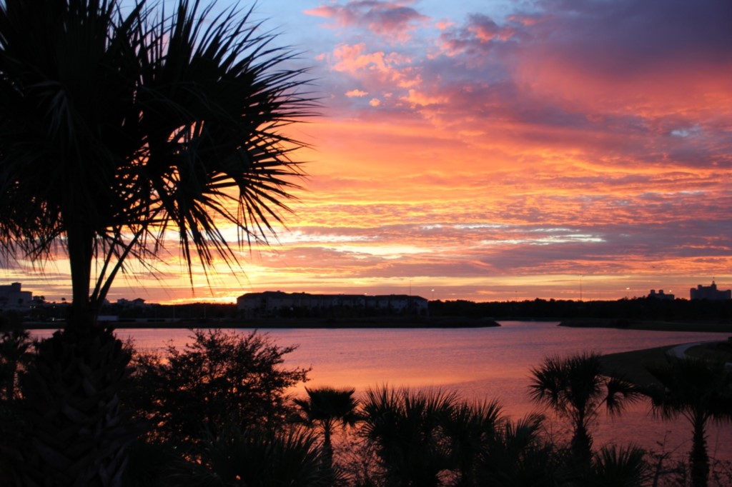 Sunrise over Lake Cay